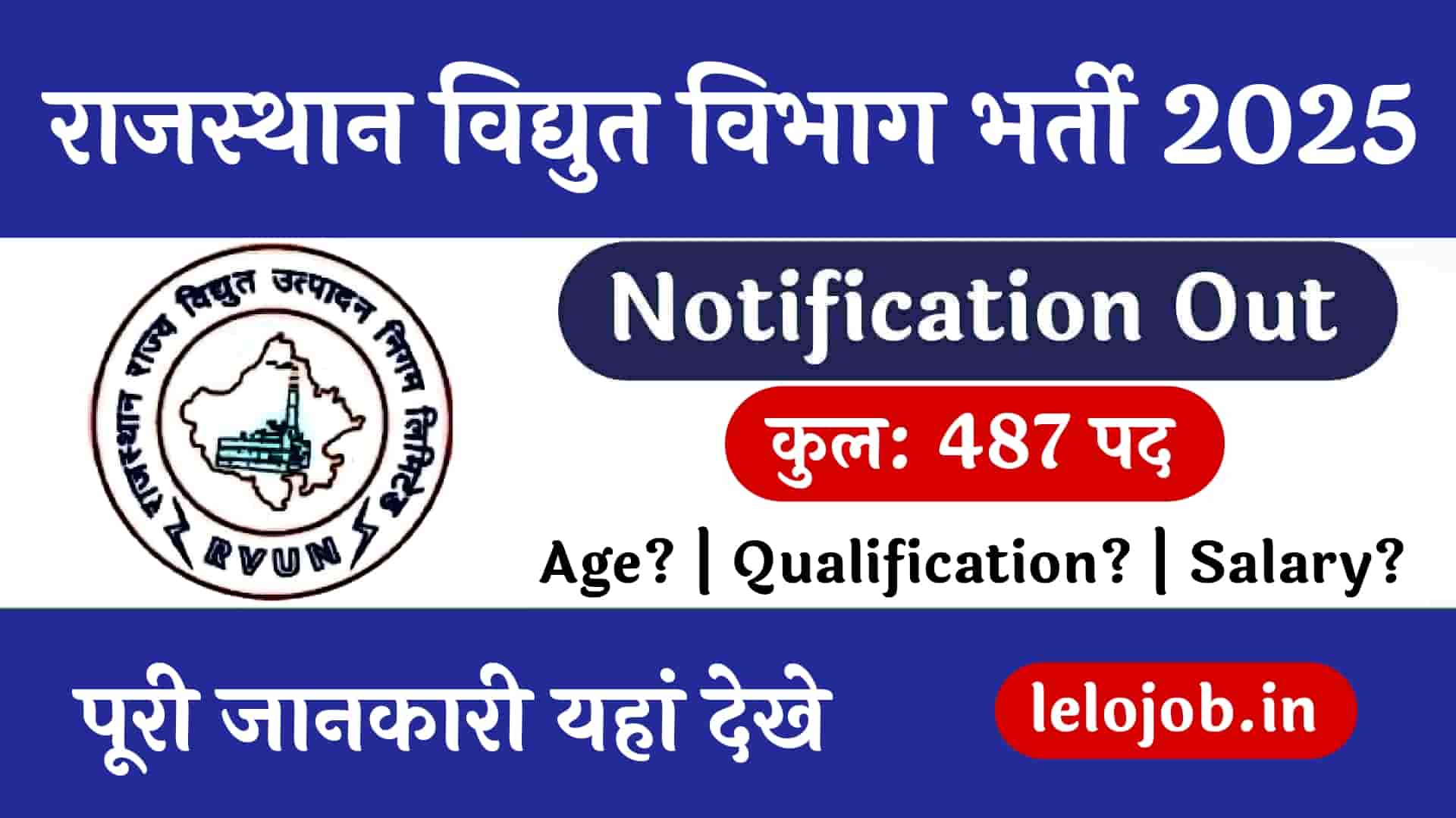 Rajasthan Vidyut Vibhag Vacancy 2025