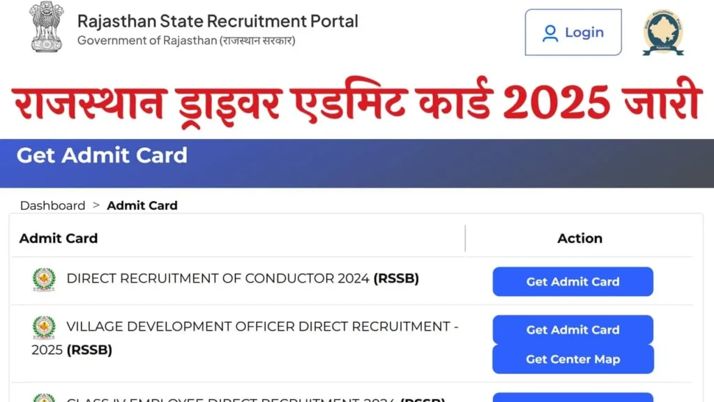 Rajasthan Driver Admit Card 2025