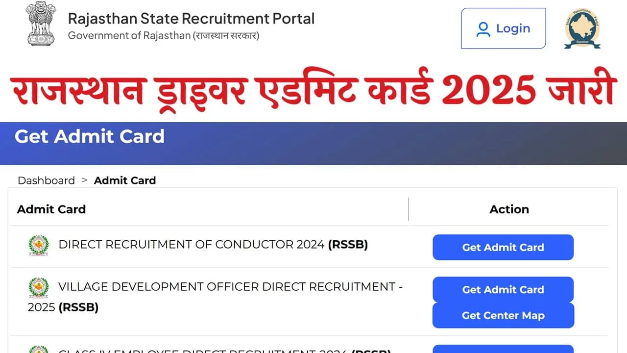 Rajasthan Driver Admit Card 2025