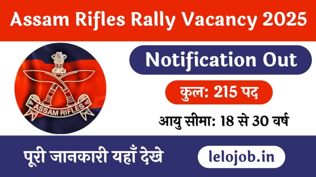 Assam Rifles Rally Recruitment 2025 । Assam Rifles Technical & Tradesman Rally Bharti 2025