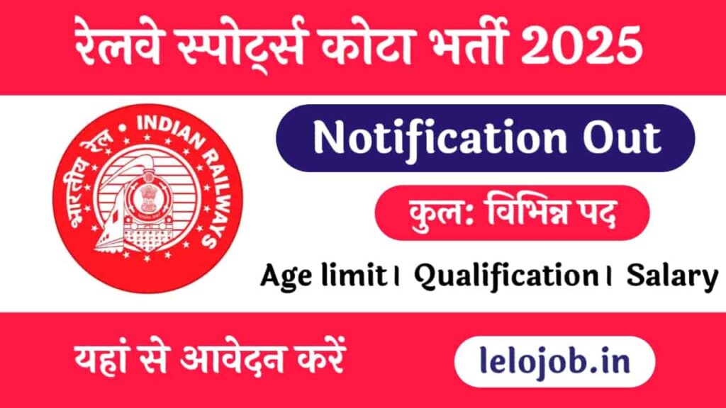 Railway Sports Quota Vacancy 2025