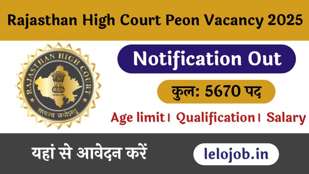 Rajasthan High Court Class VI Employees Peon Recruitment 2025